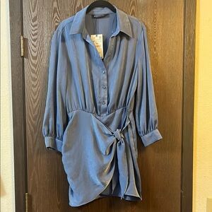 Zara Sky Blue Satin Shirt